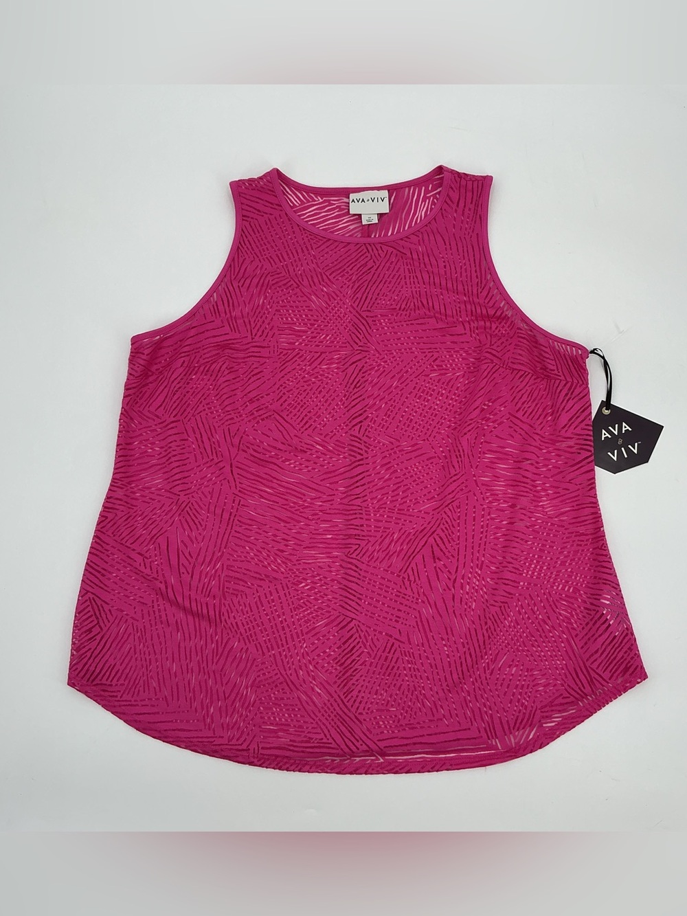 Ava & Viv Hot Pink Geometric Sleeveless Swimsuit Cover-up Tank Top NWT - Picture 2 of 8